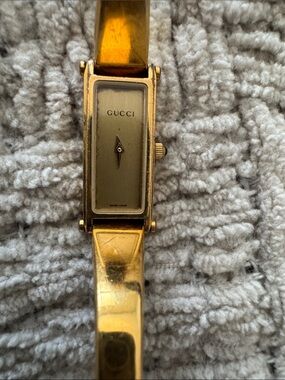 Gucci Gold Slim Rectangular Bangle Watch
